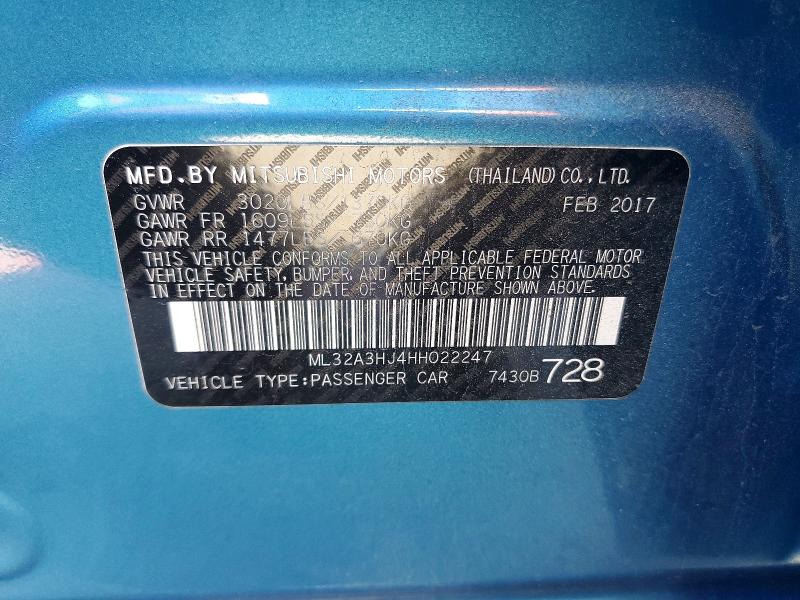Продаж на аукціоні авто 2017 Mitsubishi Mirage, vin: ML32A3HJ4HH022247, номер лоту: 53245206