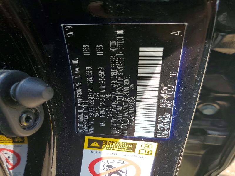 2019 Toyota Highlander მანქანა იყიდება აუქციონზე, vin: 5TDDZRFH9KS733558, აუქციონის ნომერი: 54711096