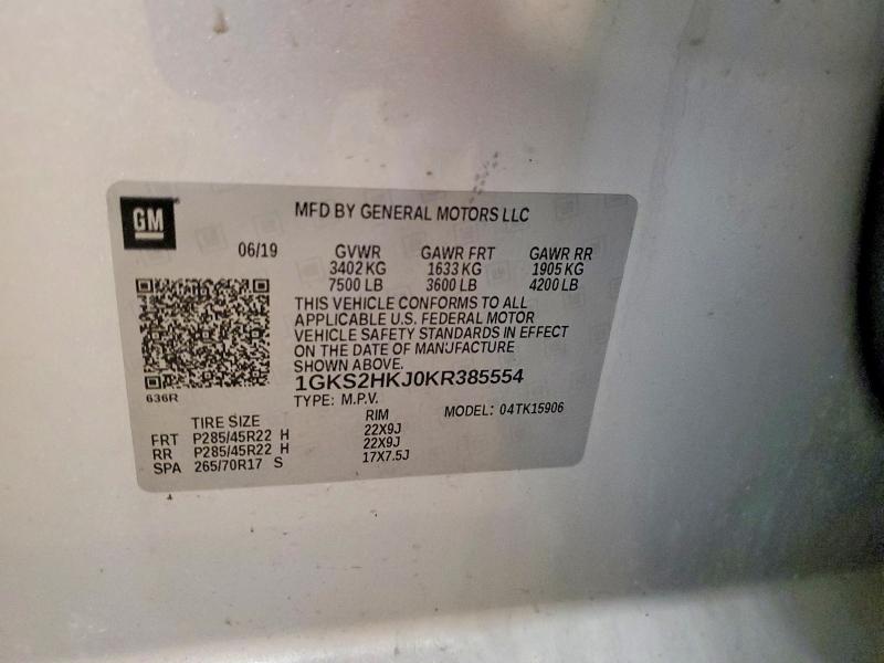 Продажа на аукционе авто 2019 Gmc Yukon Xl, vin: 1GKS2HKJ0KR385554, номер лота: 53879746