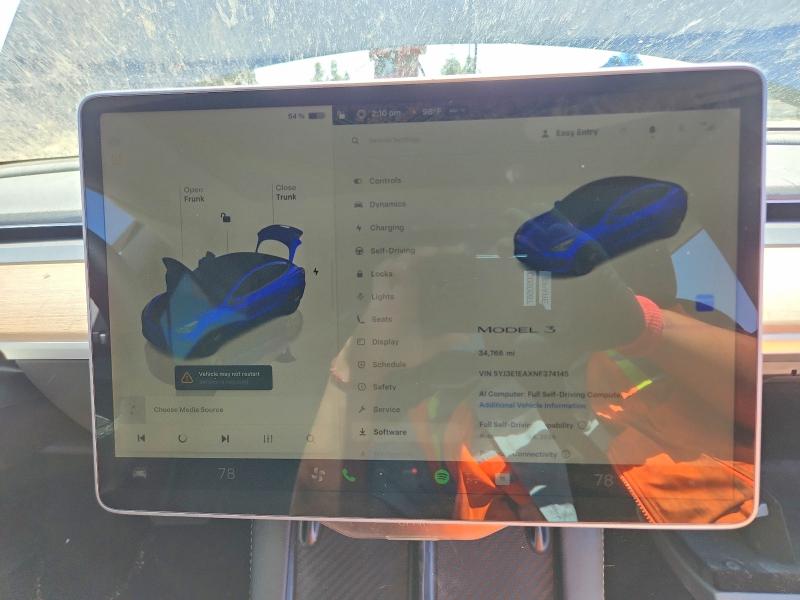 Продажа на аукционе авто 2022 Tesla Model 3, vin: 5YJ3E1EAXNF374145, номер лота: 53467806