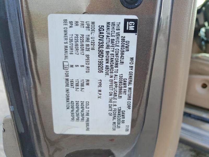54043256 :رقم المزاد ، 5GADV33L95D199206 vin ، 2005 Buick Terraza مزاد بيع