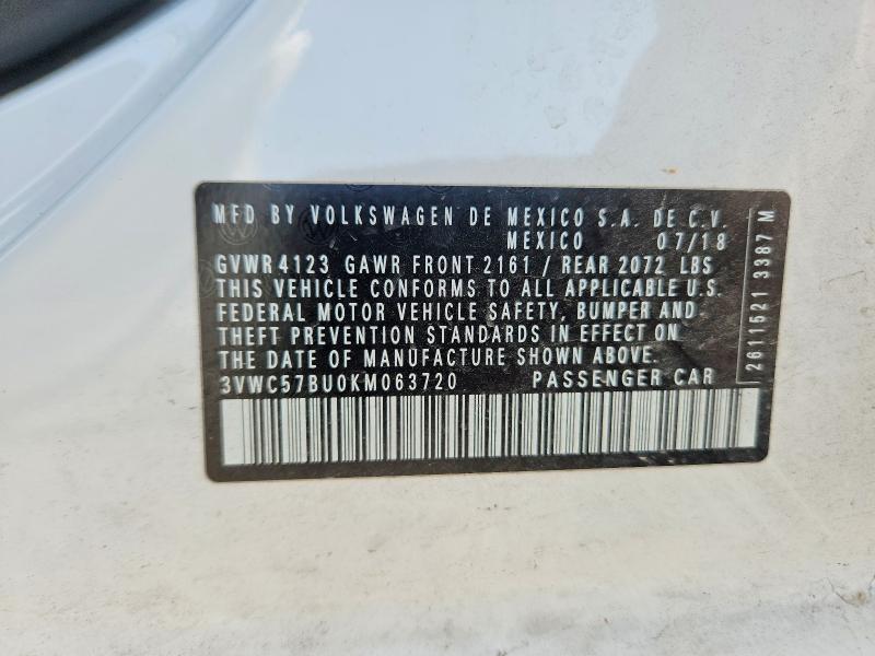 54479086 :رقم المزاد ، 3VWC57BU0KM063720 vin ، 2019 Volkswagen Jetta مزاد بيع