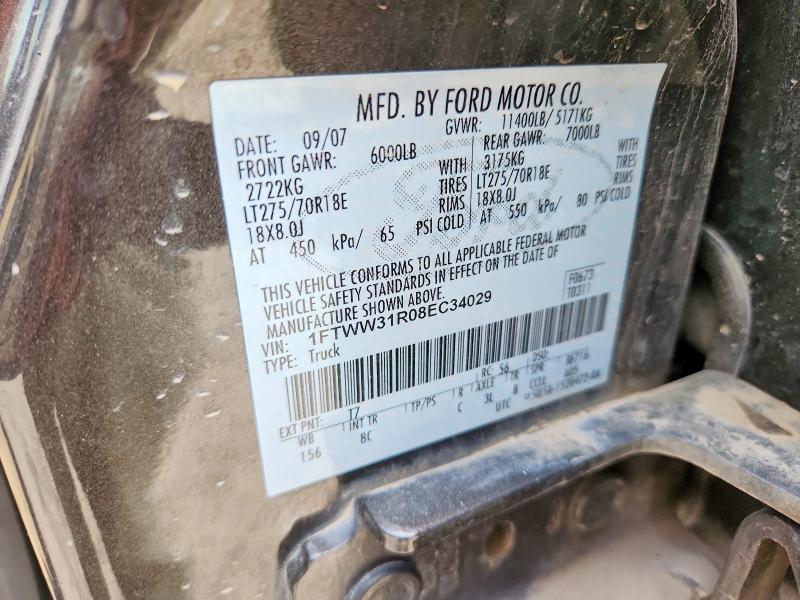 52942636 :رقم المزاد ، 1FTWW31R08EC34029 vin ، 2008 Ford F350 مزاد بيع