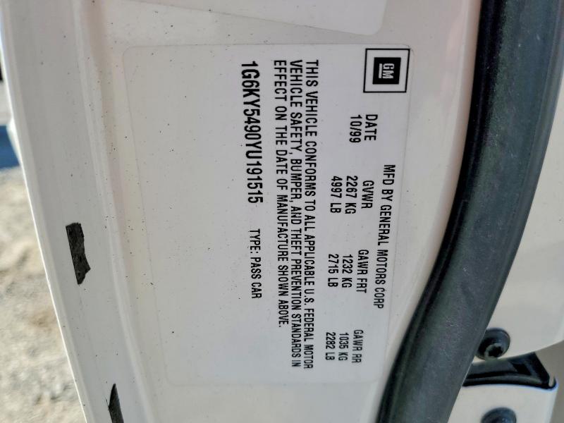 Aukcja sprzedaży 2000 Cadillac Seville, vin: 1G6KY5490YU191515, numer aukcji: 53467556