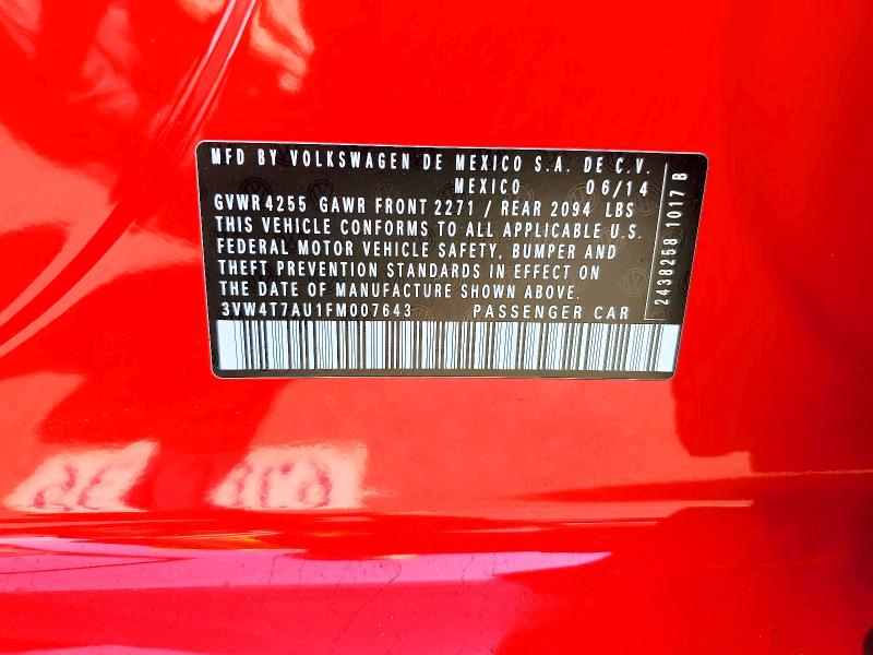 Продаж на аукціоні авто 2015 Volkswagen Gti, vin: 3VW4T7AU1FM007643, номер лоту: 53199926