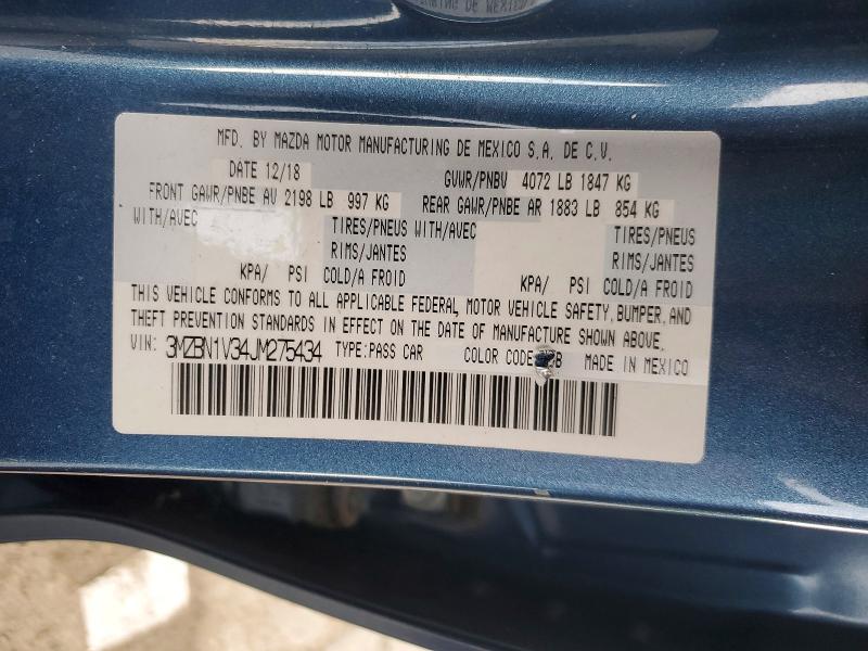 Aukcja sprzedaży 2018 Mazda 3, vin: 3MZBN1V34JM275434, numer aukcji: 51867036