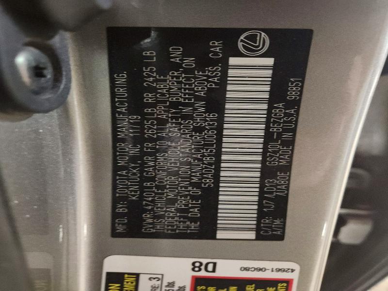 2020 Lexus Es მანქანა იყიდება აუქციონზე, vin: 58ADZ1B15LU061316, აუქციონის ნომერი: 54137866