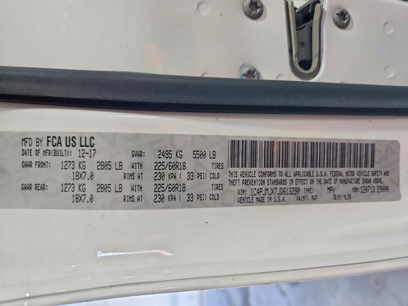 53345976 :رقم المزاد ، 1C4PJMJX7JD613290 vin ، 2018 Jeep Cherokee مزاد بيع