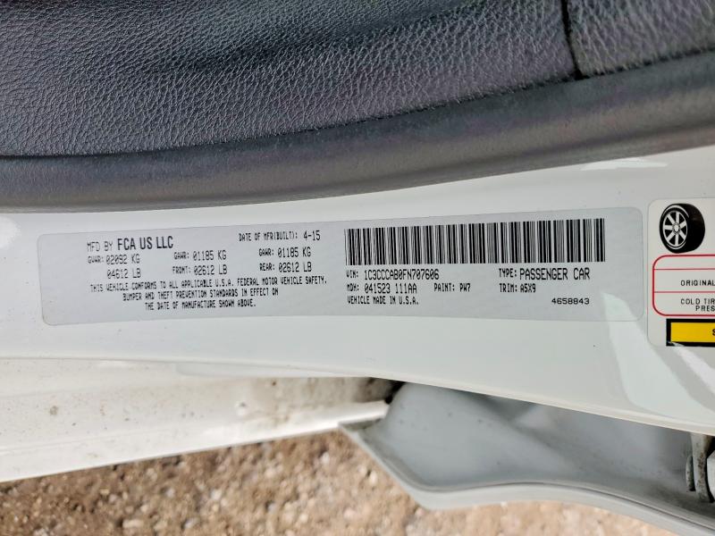 Auction sale of the 2015 Chrysler 200, vin: 1C3CCCAB0FN707606, lot number: 54850596