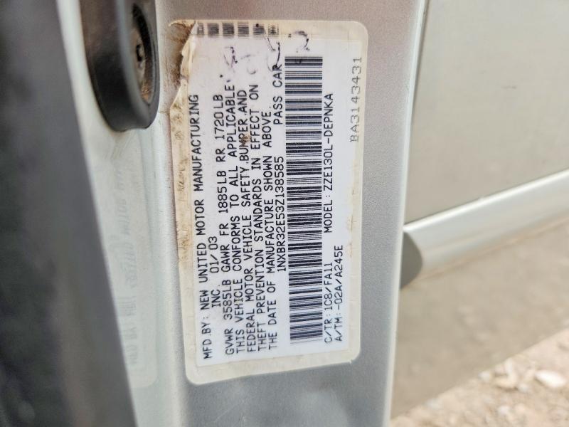 Продажа на аукционе авто 2003 Toyota Corolla, vin: 1NXBR32E53Z138585, номер лота: 55110246
