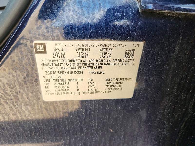 Продаж на аукціоні авто 2017 Chevrolet Equinox, vin: 2GNALBEK8H1548224, номер лоту: 54443046