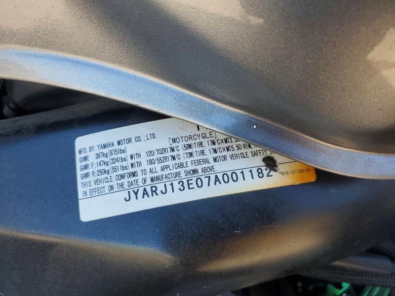 Aukcja sprzedaży 2007 Yamaha Fz6, vin: JYARJ13E07A001182, numer aukcji: 52852906