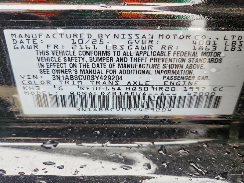 Aukcja sprzedaży 2025 Nissan Sentra, vin: 3N1AB8CV0SY429204, numer aukcji: 52756326