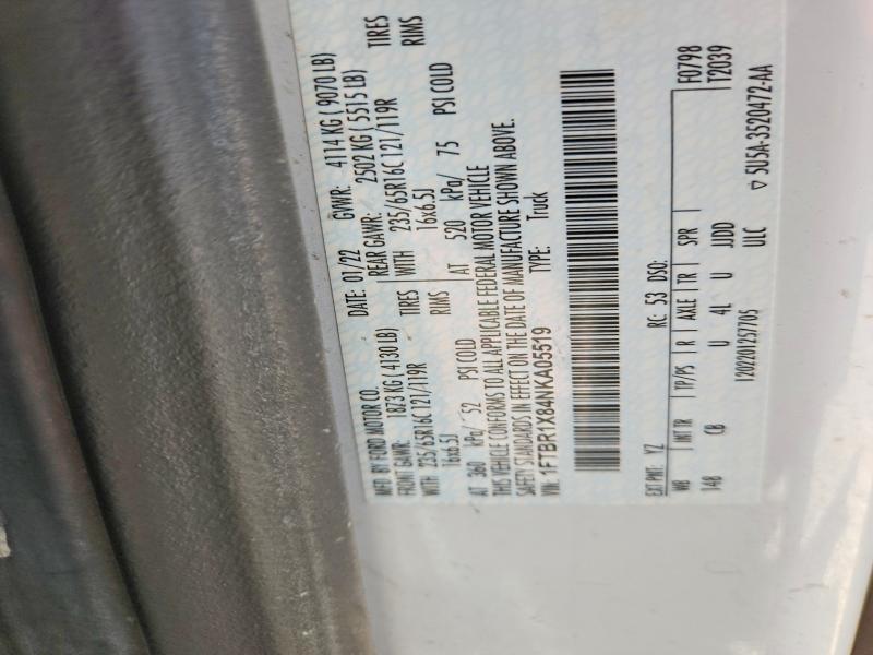 Aukcja sprzedaży 2022 Ford Transit, vin: 1FTBR1X84NKA05519, numer aukcji: 51100826
