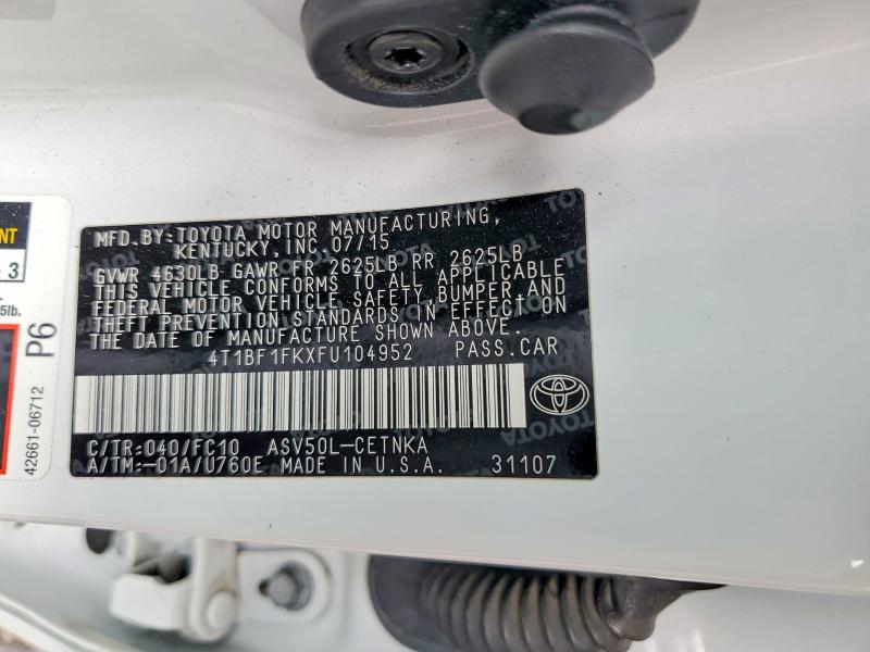 55171756 :رقم المزاد ، 4T1BF1FKXFU104952 vin ، 2015 Toyota Camry مزاد بيع