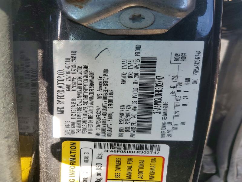 54307566 :رقم المزاد ، 3FA6P0SU0FR302747 vin ، 2015 Ford Fusion مزاد بيع