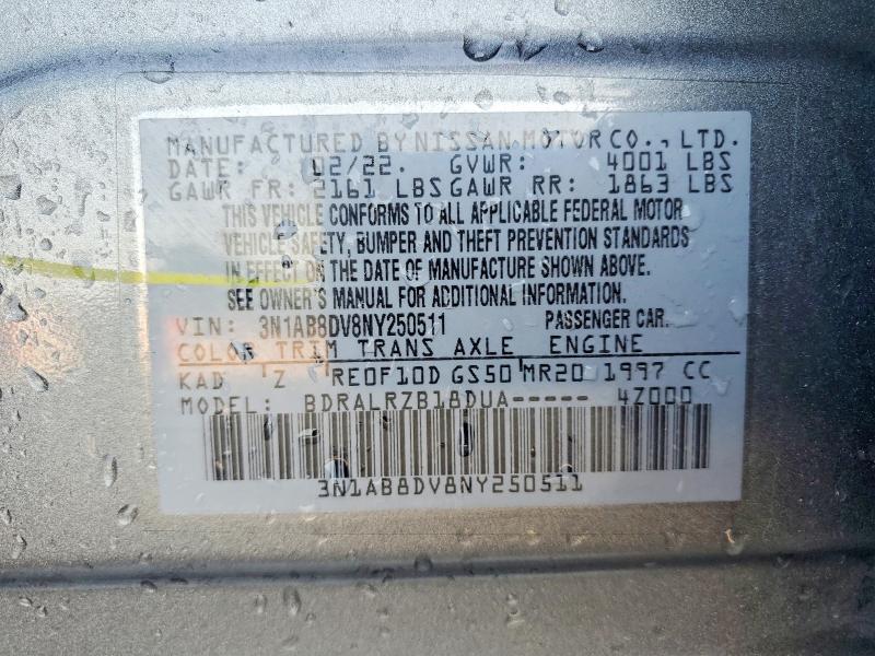 Продаж на аукціоні авто 2022 Nissan Sentra, vin: 3N1AB8DV8NY250511, номер лоту: 55370996