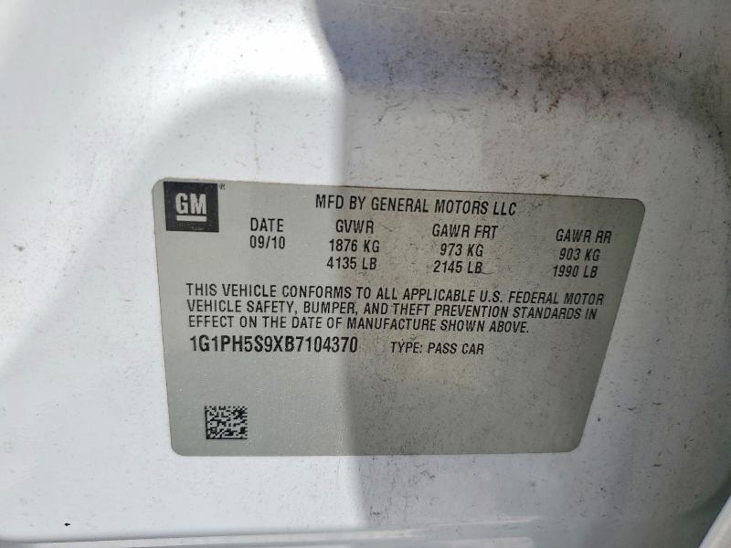 Продаж на аукціоні авто 2011 Chevrolet Cruze, vin: 1G1PH5S9XB7104370, номер лоту: 54137226