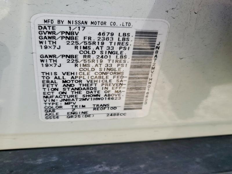 Auction sale of the 2017 Nissan Rogue, vin: JN8AT2MV1HW016623, lot number: 53274546