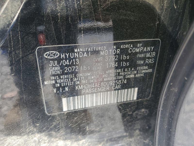 Продаж на аукціоні авто 2013 Hyundai Elantra, vin: KMHDH4AE8DU925874, номер лоту: 53693286