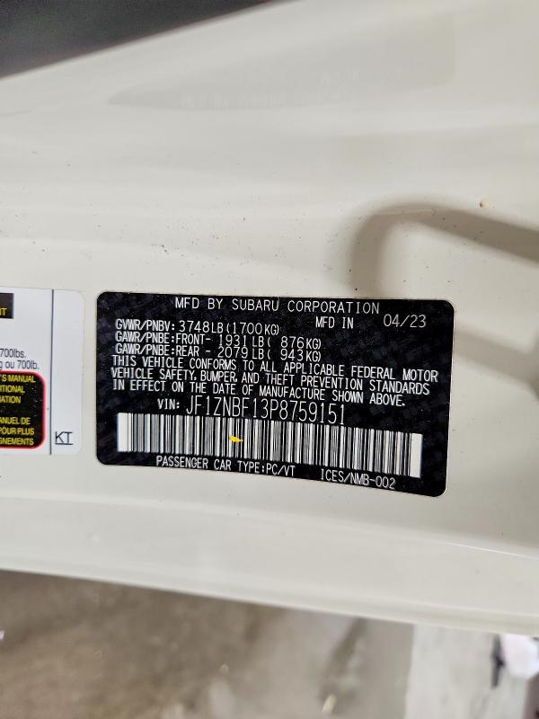 Aukcja sprzedaży 2023 Toyota Gr 86, vin: JF1ZNBF13P8759151, numer aukcji: 54949056