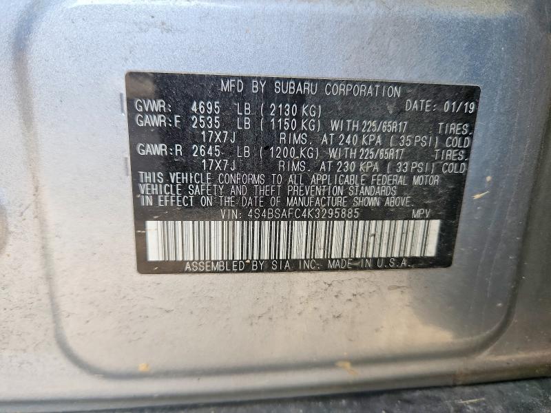 Aukcja sprzedaży 2019 Subaru Outback, vin: 4S4BSAFC4K3295885, numer aukcji: 53017286