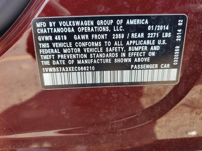 Продаж на аукціоні авто 2014 Volkswagen Passat, vin: 1VWBS7A3XEC066210, номер лоту: 52921406