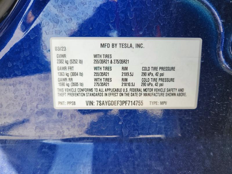 53845956 :رقم المزاد ، 7SAYGDEF3PF714755 vin ، 2023 Tesla Model Y مزاد بيع