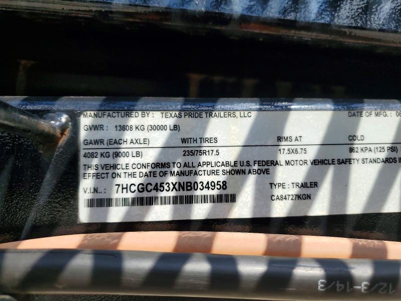 Продажа на аукционе авто 2022 Texas Pride Trailers, vin: 7HCGC453XNB034958, номер лота: 53120646