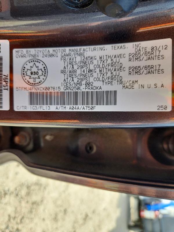 Продажа на аукционе авто 2012 Toyota Tacoma, vin: 5TFMU4FNXCX007615, номер лота: 53430616