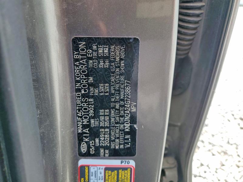 2016 Kia Soul მანქანა იყიდება აუქციონზე, vin: KNDJN2A24G7238677, აუქციონის ნომერი: 54794066