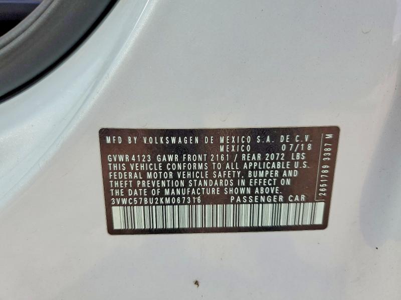 Продаж на аукціоні авто 2019 Volkswagen Jetta, vin: 3VWC57BU2KM067316, номер лоту: 53378746
