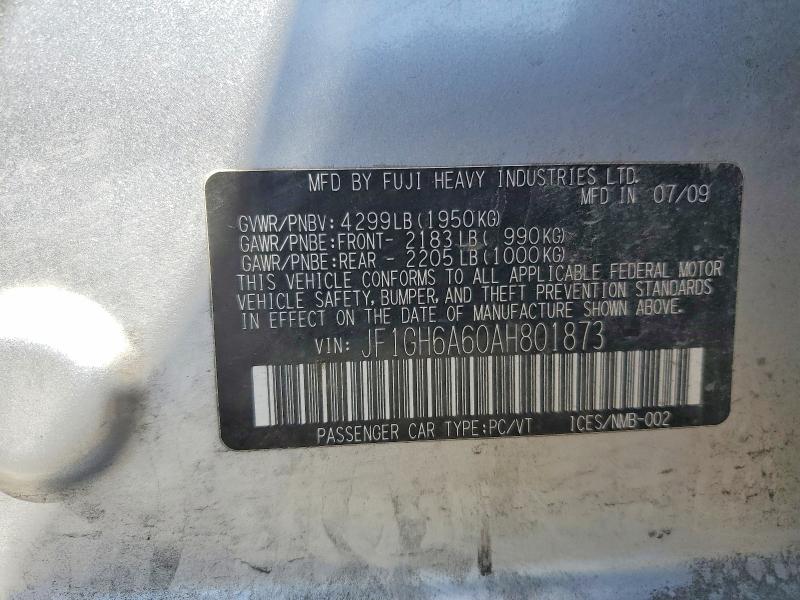 Продажа на аукционе авто 2010 Subaru Impreza, vin: JF1GH6A60AH801873, номер лота: 52952246