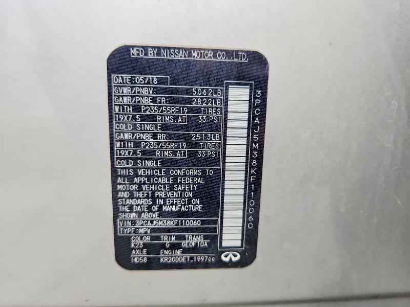 Aukcja sprzedaży 2019 Infiniti Qx50, vin: 3PCAJ5M38KF110060, numer aukcji: 55527126