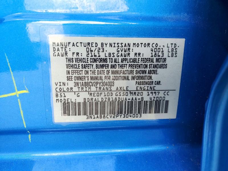 2023 Nissan Sentra მანქანა იყიდება აუქციონზე, vin: 3N1AB8CV2PY304003, აუქციონის ნომერი: 54258796
