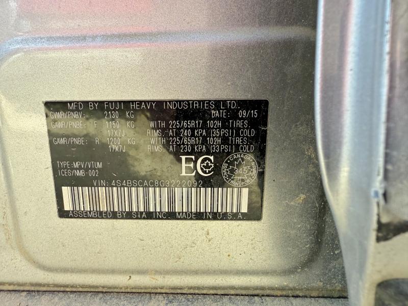 Продажа на аукционе авто 2016 Subaru Outback, vin: 4S4BSCAC8G3222092, номер лота: 52505316