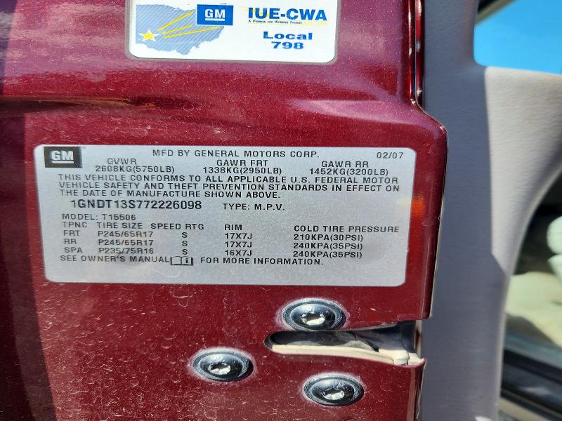 Продаж на аукціоні авто 2007 Chevrolet Trailblazer, vin: 1GNDT13S772226098, номер лоту: 55106826