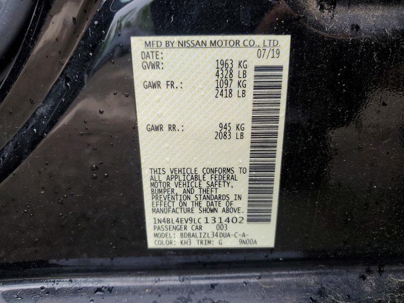 Aukcja sprzedaży 2020 Nissan Altima, vin: 1N4BL4EV9LC131402, numer aukcji: 53423946