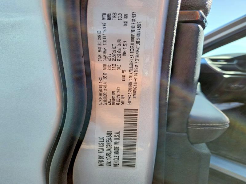 54696696 :رقم المزاد ، 1C4RJJAG9N8548481 vin ، 2022 Jeep Grand Cherokee مزاد بيع
