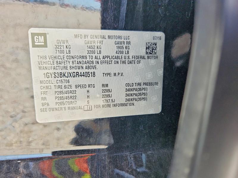 Продаж на аукціоні авто 2016 Cadillac Escalade, vin: 1GYS3BKJXGR440518, номер лоту: 50153936