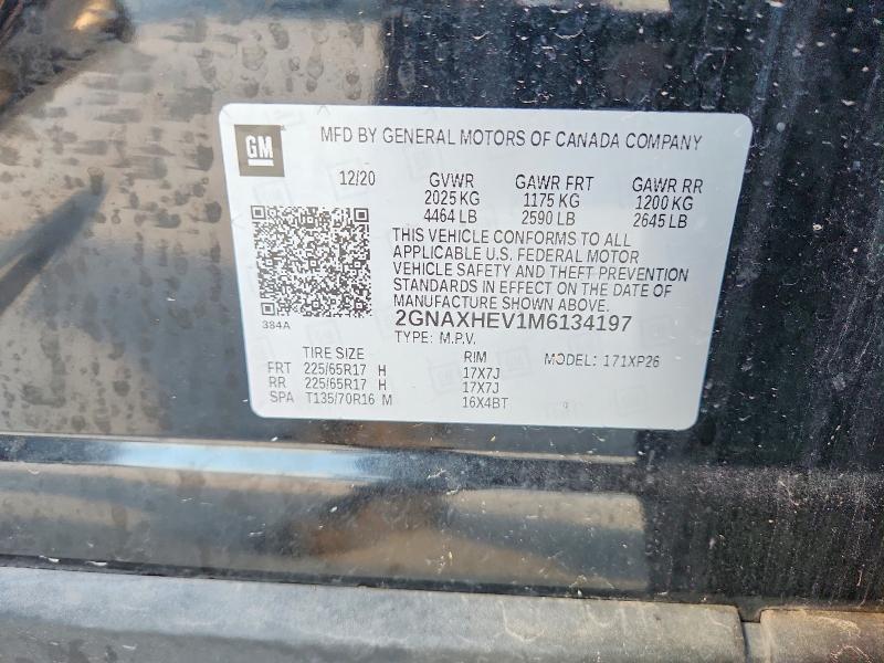 Aukcja sprzedaży 2021 Chevrolet Equinox, vin: 2GNAXHEV1M6134197, numer aukcji: 53123336