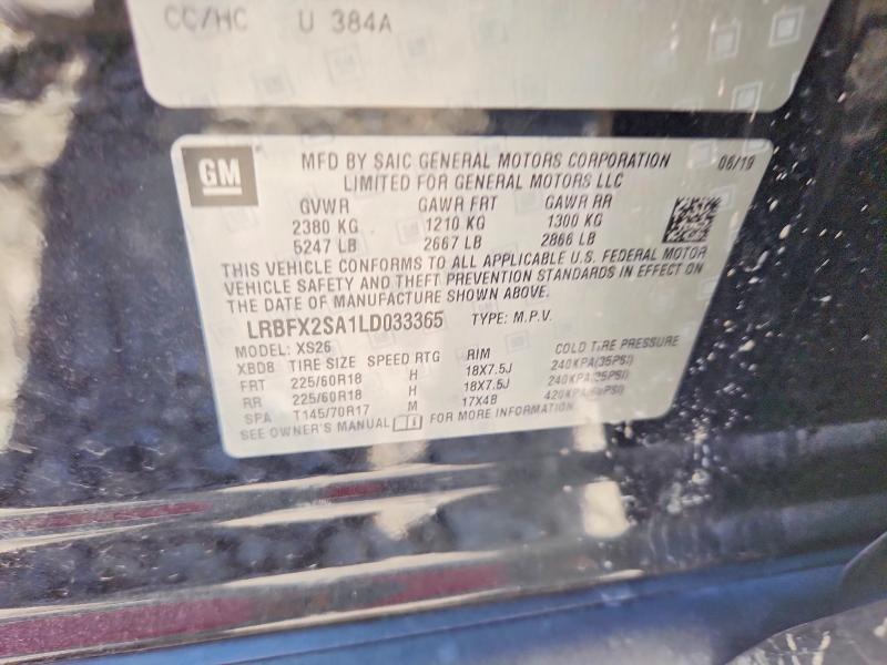 Aukcja sprzedaży 2020 Buick Envision, vin: LRBFX2SA1LD033365, numer aukcji: 55187686