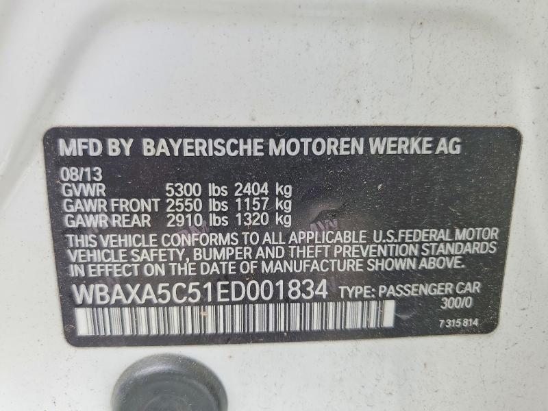 2014 Bmw 535 მანქანა იყიდება აუქციონზე, vin: WBAXA5C51ED001834, აუქციონის ნომერი: 53104806