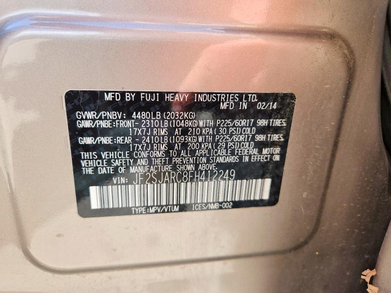 Продажа на аукционе авто 2015 Subaru Forester, vin: JF2SJARC8FH412249, номер лота: 55038466