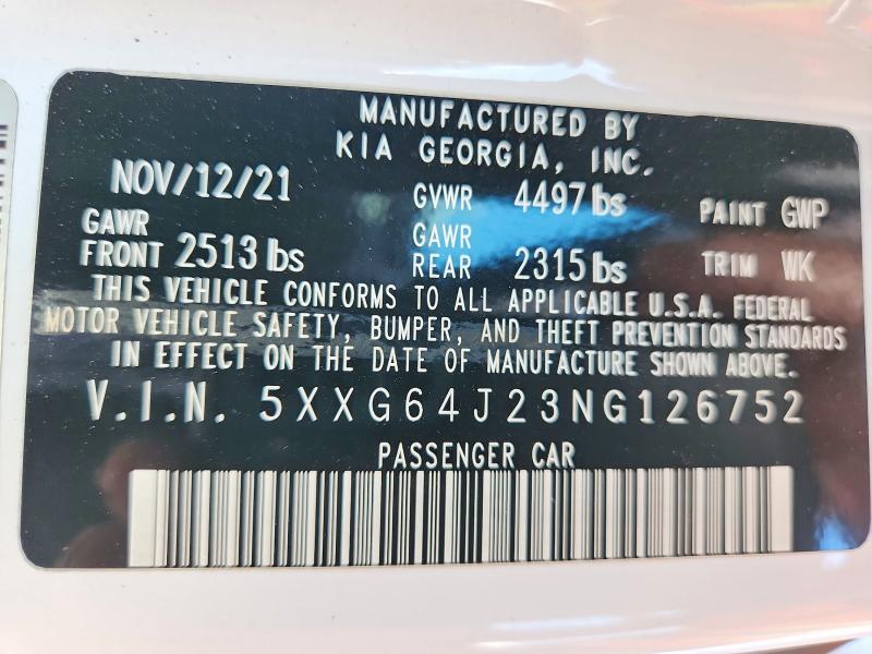 Продажа на аукционе авто 2022 Kia K5, vin: 5XXG64J23NG126752, номер лота: 50659386