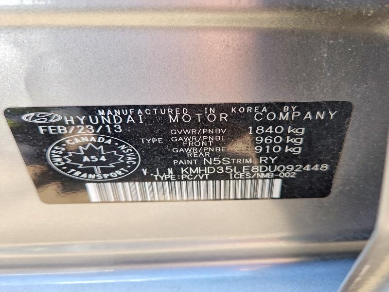 55109316 :رقم المزاد ، KMHD35LE8DU092448 vin ، 2013 Hyundai Elantra Gt مزاد بيع