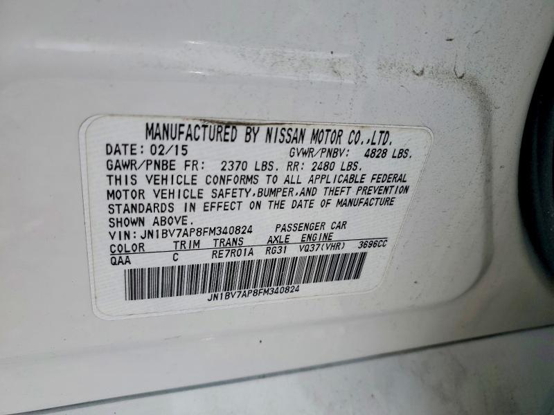 Продажа на аукционе авто 2015 Infiniti Q50, vin: JN1BV7AP8FM340824, номер лота: 52730606