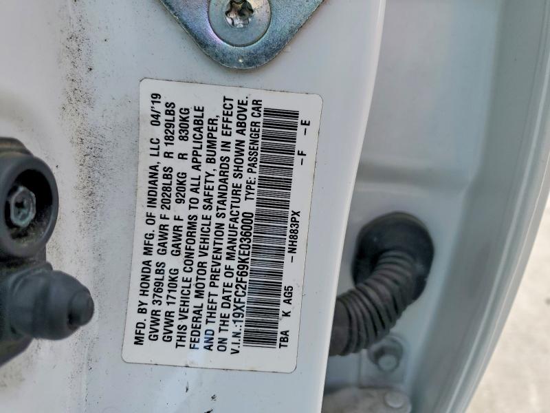 Aukcja sprzedaży 2019 Honda Civic, vin: 19XFC2F69KE036000, numer aukcji: 51650186