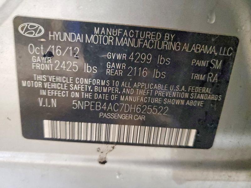 Продаж на аукціоні авто 2013 Hyundai Sonata, vin: 5NPEB4AC7DH625522, номер лоту: 53940646
