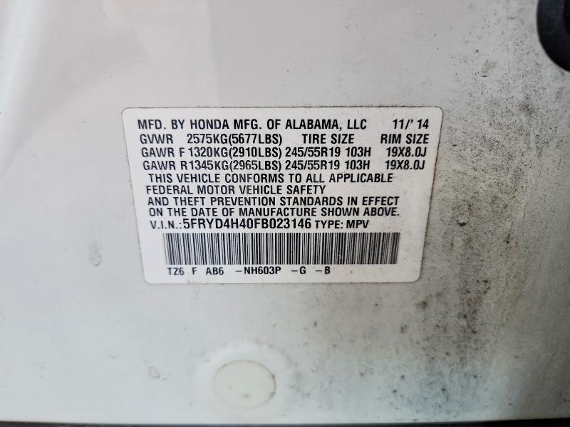 Auction sale of the 2015 Acura Mdx, vin: 5FRYD4H40FB023146, lot number: 49458756